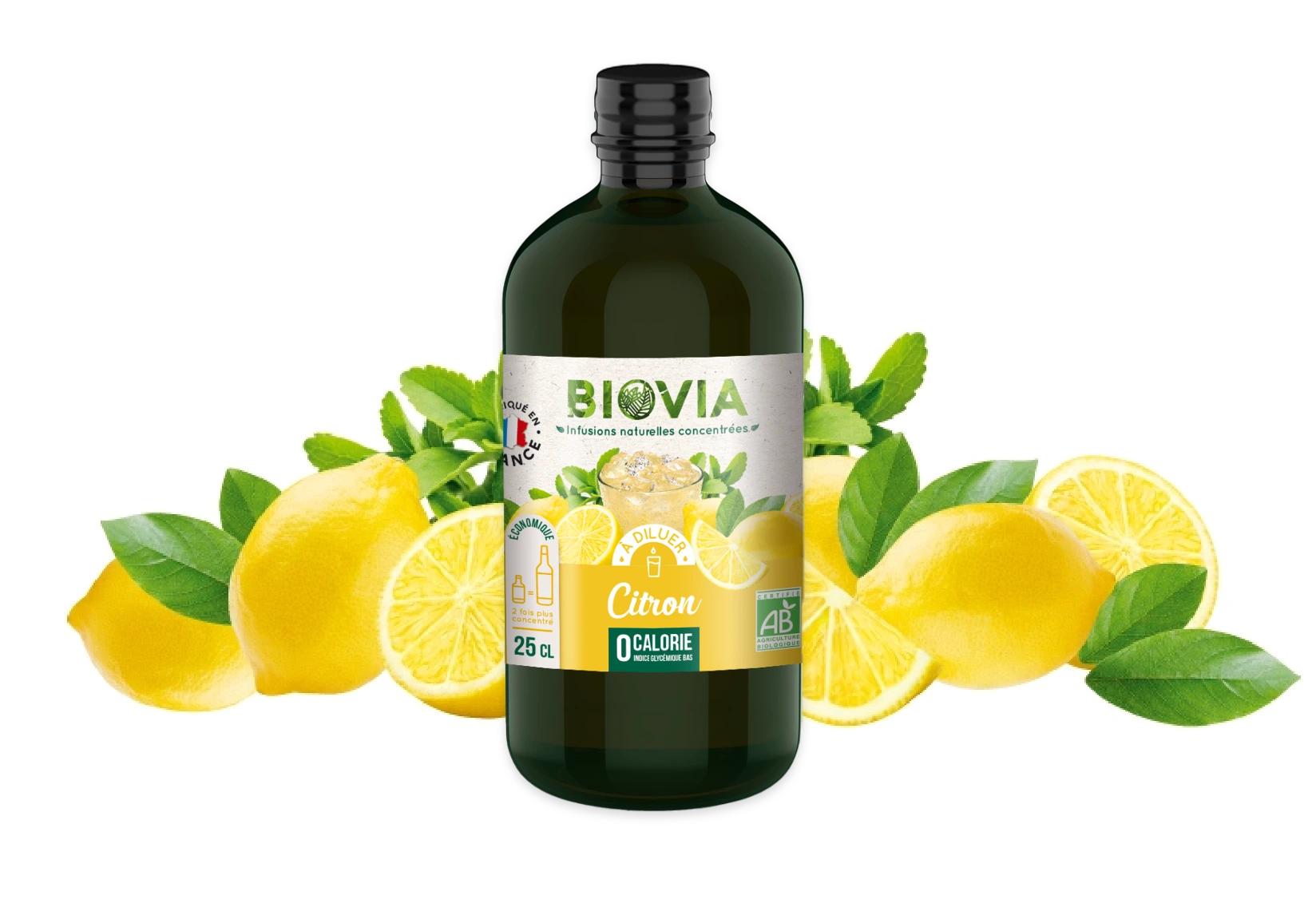 Biovia packaging sirop citron à la stévia
