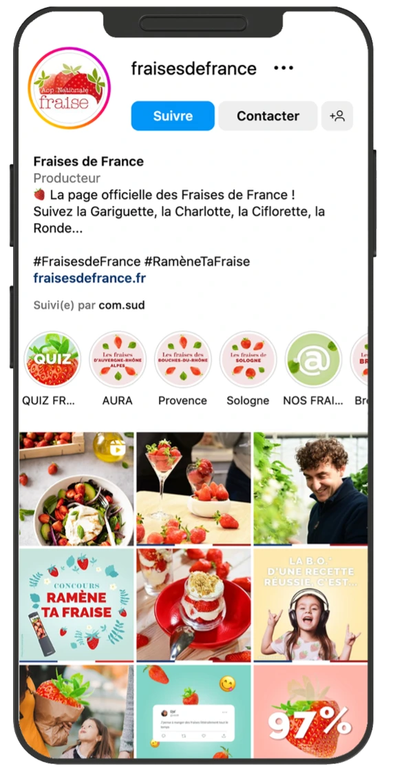 Fraises de France instagram réseaux sociaux